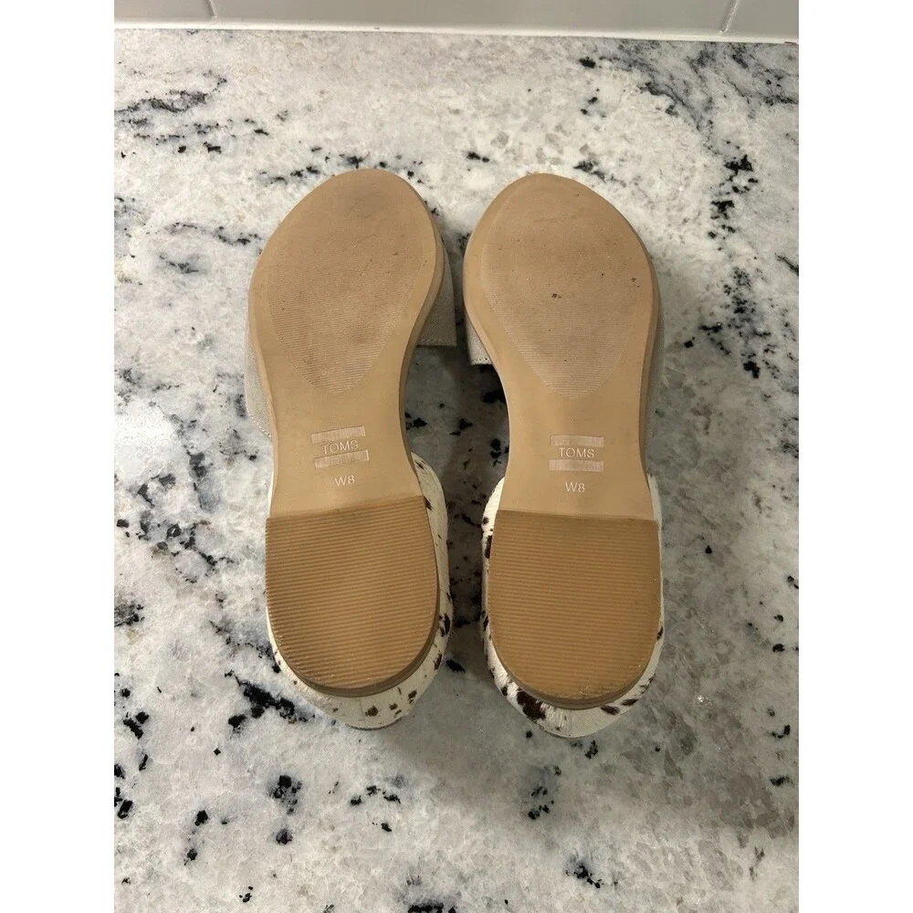 TOMS Julie D'Orsay Flats in Taupe Suede & Cow Hair Size 8 Western Preppy Casual